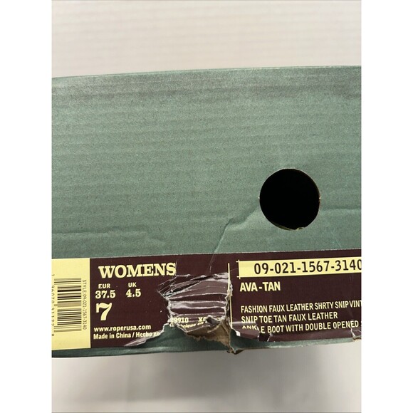 Roper Women Ava Booties Faux Etched Leather Open Sides Snip Toe Sze 7 New in Box - Picture 9 of 9